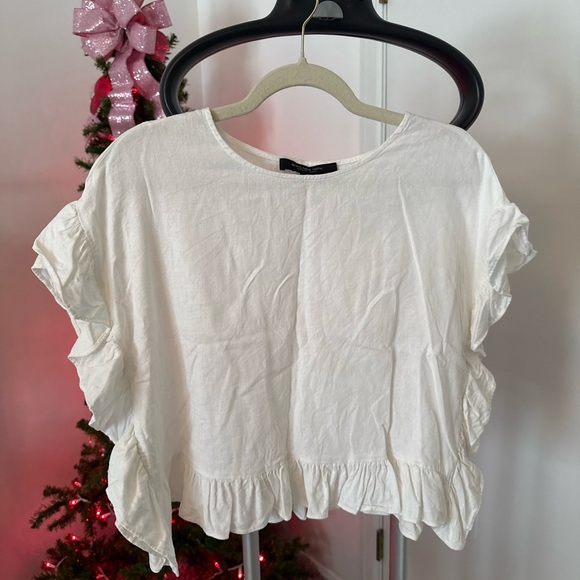 Marc New York Tops - Marc New York White Ruffle Sleeve Blouse